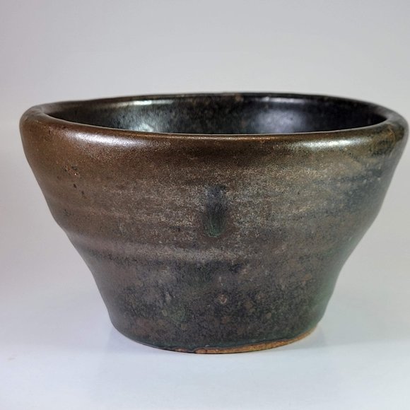 Handmade Pottery Bowl Brown with Green Accent Stoneware - Picture 1 of 7